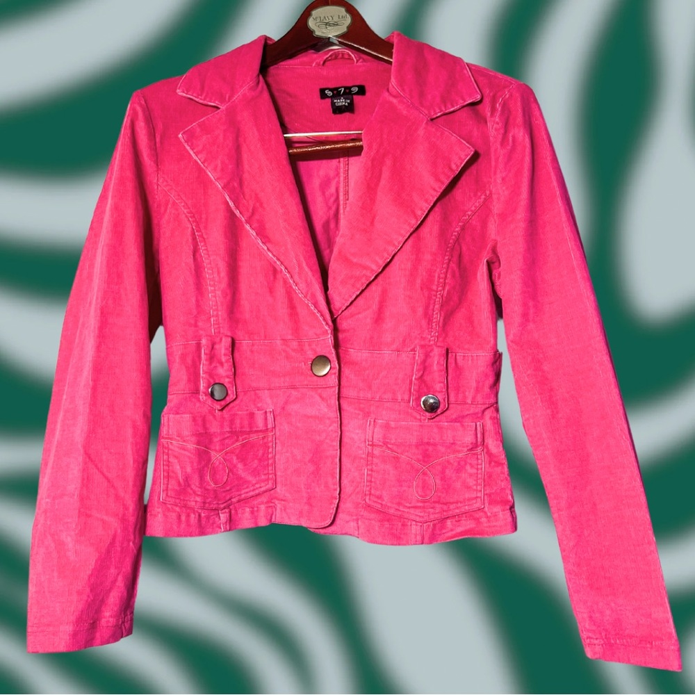 Pink Y2K Corduroy Jacket ⚡️ 579 ⚡️ Size Small ⚡️ Cropped Jacket⚡️Corduroy Blazer